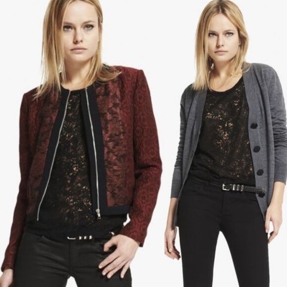 The Kooples Diamonds‎ Burnout Long Sleeve Top Black Size XS Sheer Blouse Sheer - Picture 2 of 13